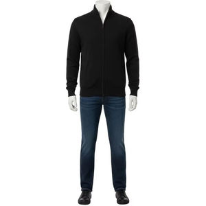 Chaqueta de punto de talla grande para hombre, respetuosa con el medio ambiente, con cuello levantado, suave, transpirable, térmica, para invierno, ropa deportiva informal - Product Image 1