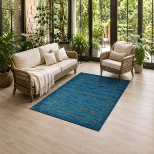 Alfombra de Área Chenille Lavable a Máquina, Antideslizante, con Estampado Digital Oriental Tradicional Azul Marino, Modelo LXDP-0987 de RUGS DEPOT, Venta al Por Mayor - Product Image 6
