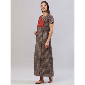 Evolove Women's Super Soft 100% Cotton Printed Maxi Nightgown Long Sleepwear for Ladies ODM Size 3XL - Product Image 5