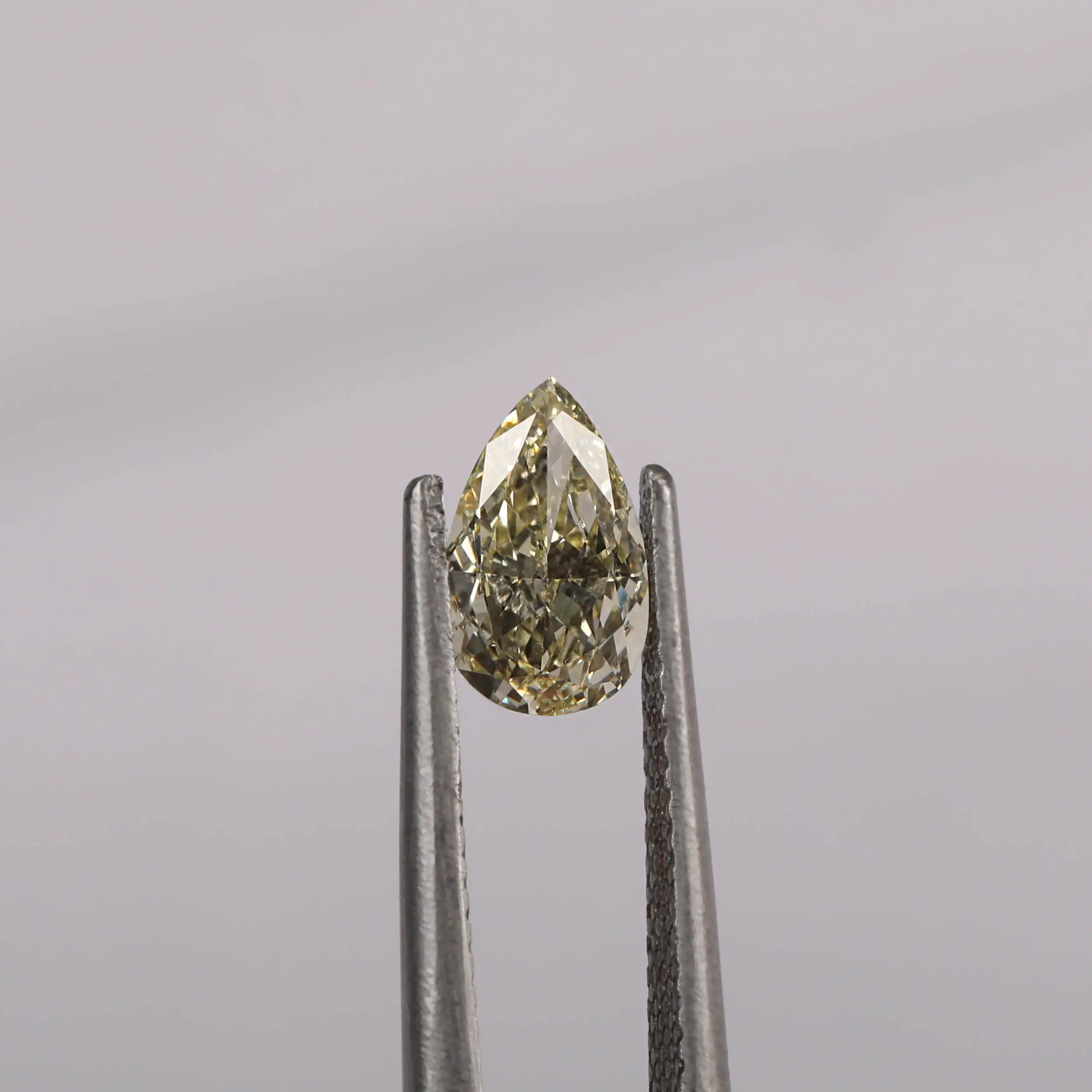 3 Carat Green Pear Cut Lab Grown Loose Diamond, Yellow Fancy Color Pear Excellent Cut CVD Loose Diamond