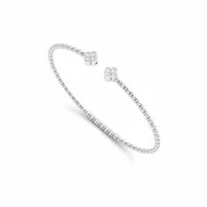 14K Gold Plated Natural Diamond IGI Certified Luxury Minimalist Four-Leaf <b>Clover</b> Bangle for Wedding Engagement Gift - Product Image 1