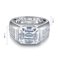 Bague pour homme en argent sterling S925 avec diamants et moissanite Anster, moissanite blanche taille émeraude