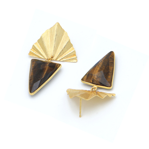 Dua Brass Triangle Drop Earrings Hecho a mano 18K Chapado en oro Joyería de boda de moda para mujeres - Product Image 3