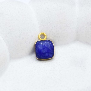 Dije de Zafiro Azul Cuadrado de 8x8mm, Facetado, Chapado en Oro, para Manualidades y Joyería - Product Image 1