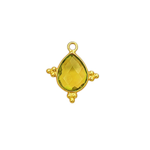 Charmes en quartz citrine fantaisie, sertis de pierres, en argent sterling plaqué or, faits à la main, pendentifs fantaisie sertis de pierres, connecteurs pour la fabrication de bijoux - Product Image 1