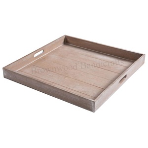 Solid Mango Wood Rectangle Handmade Serving Tray with Handles Hot Selling Wood Tray for Dining Kitchen Hotel Restaurant Bulk Use - Product Image 6