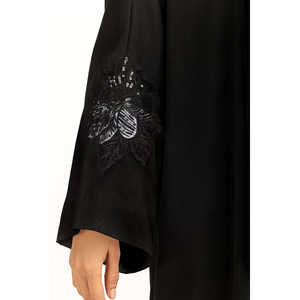 Abaya brodée en Georgette Crush IPAB-22155 avec foulard en tissu Chiffon - Product Image 5