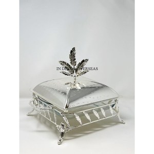 Design de fleurs en métal plaqué or de haute qualité et casserole en verre, pièce maîtresse de table, fourniture de service alimentaire - Product Image 4