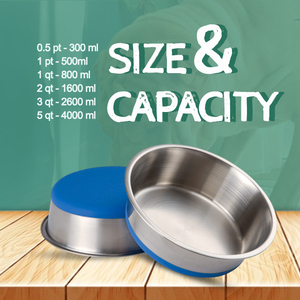 Cuenco extra grande de acero inoxidable para perros de 2600ml, impresiones de logotipo personalizables, diseño sólido, agarre antideslizante, alimentador duradero de comida y agua para mascotas - Product Image 2