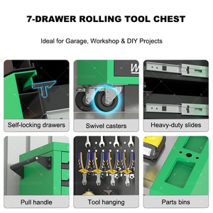 7-laden gereedschapswagen, zware uitvoering, stalen werkbankkast, ijzeren gereedschapskist met rollende gereedschapskist voor gereedschapsopslag in de werkplaats - Product Image 5