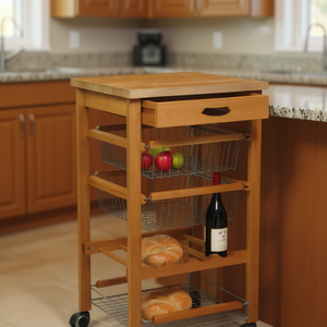 Carrito de Almacenamiento de Alimentos para Cocina ARTURO de Madera de Cerezo para la Colección Arredamenti Italia - Product Image 3