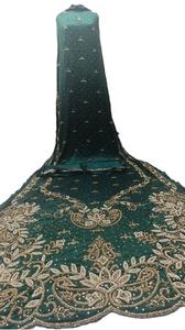 Ensemble de dirac de mariée en tissu jacquard tissé avec dentelle, couleurs unies, pour l'industrie du mariage - Product Image 3