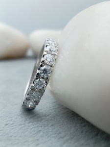 แหวนแต่งงานสุดหรูคลาสสิกปรับแต่งได้พร้อมเพชรที่ปลูกในห้องปฏิบัติการทองคำขาว10K 14K 18K สำหรับปาร์ตี้ - Product Image 2