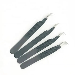 Pince à épiler manuelle en acier inoxydable japonais noir mat de haute qualité, réutilisable, stérilisée à haute température, 12 cm, avec poignée diamantée - Product Image 4