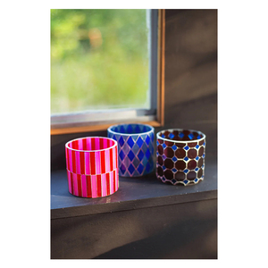 Lot de mosaïques en verre multicolores pour bougies votives, disponible à prix abordable - Product Image 1