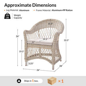 Ensemble de 2 fauteuils de salle à manger d'extérieur en rotin de 26 ''Cascade - Product Image 3