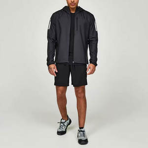 Veste de fitness coupe-vent en nylon léger unisexe avec capuche fermeture éclair imprimé ensemble de shorts d'été pour hommes et femmes - Product Image 1