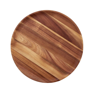 Assiette de présentation ronde classique en bois d'acacia massif, finition noyer foncé, écologique, finition artisanale, pour décoration de table - Product Image 5
