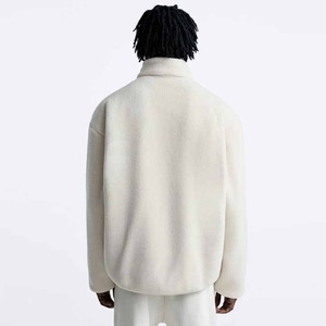 Veste polaire Sherpa décontractée pour hommes Manteau personnalisé avec poches de couleur unie Manteau d'hiver polaire zippé - Product Image 2
