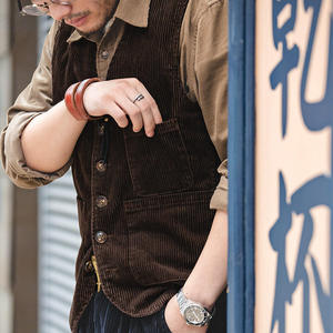 Chaleco de pana clásico a prueba de viento para hombre, diseño de logotipo personalizado, chaleco genuino, vendedor superior, ropa exterior para la temporada de invierno a la venta - Product Image 3