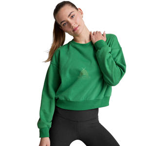 Hot Sale Casual <b>Long</b> Sleeve Ribbed Hem Front Pullover Crop Tops <b>Sweatshirts</b> 100% Cotton <b>for</b> Winter Season Print on Demand - Product Image 1