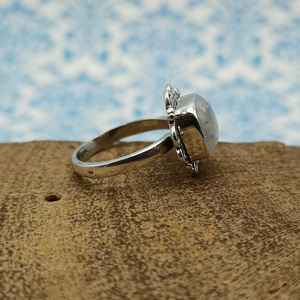 Meilleur prix bague de mariage en argent sterling 925 8mm pierre de lune pierre précieuse coussin forme cabochon coupe lunette ensemble fêtes anniversaires - Product Image 3