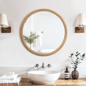 Cadre rond en bambou Accent miroir mural pour l'utilisation de la vanité - Product Image 4