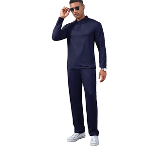 ชุดวอร์ม2ชิ้นผ้า100% ทอสำหรับฤดูหนาวของผู้ชายชุดวอร์มลำลองเสื้อสเวตเตอร์เสื้อโปโลและกางเกงจ็อกเกอร์ลำลอง - Product Image 4