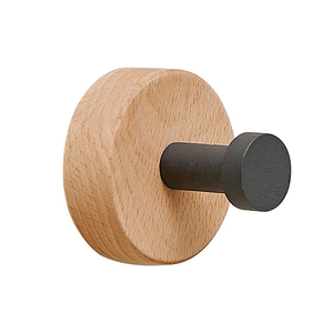 Cintre en bois à mur unique crochet monté porte-manteau en bois naturel nouveau produit crochet mural en bois de hêtre - Product Image 6