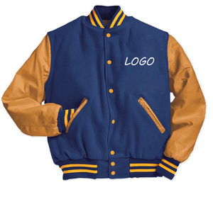 Blouson bombardier de baseball à col montant avec logo personnalisé veste Letterman unie de grande taille pour hommes - Product Image 1