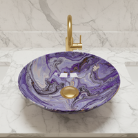Blue Liquid Marbling Rond Métal Évier De Luxe Royal Vanity Table Top Lavage À La Main Art Bassin Salle De Bains Hôtel Fournisseur Usine