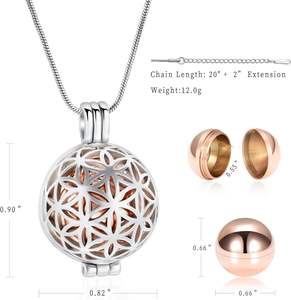 Colgante de urna de joyería de cremación de oro rosa S, adornos de cremación con forma de bola hueca de acero inoxidable para collar humano, tamaño personalizado - Product Image 2