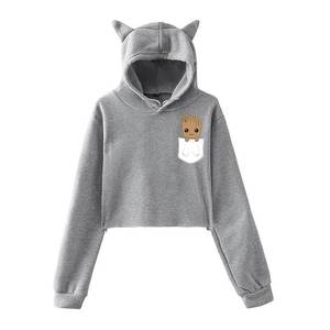 Sudaderas con capucha cortas para mujer al por mayor, sudaderas con capucha informales para mujer con cordones ajustables - Product Image 6