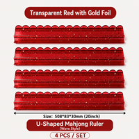 HaloOne – Nouvelle collection de supports de mahjong américains de luxe en acrylique transparent avec feuille d'or rouge, 4 pièces, bords droits, collection de designer haut de gamme