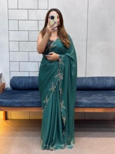 Sari suave puro recién lanzado con borde de corte de trabajo de diamante perfecto para todas las ocasiones - Product Image 4