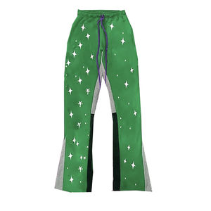 Ropa de calle personalizada parche bordado suelto Vintage ácido lavado Jogger holgado pierna ancha pantalones de chándal altos Unisex pantalones acampanados cadena - Product Image 6