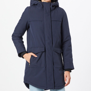 Vente en gros de parka Maastricht bleu nuit pour femmes veste d'hiver courte respirante à bulles matelassée en peluche tricotée - Product Image 1