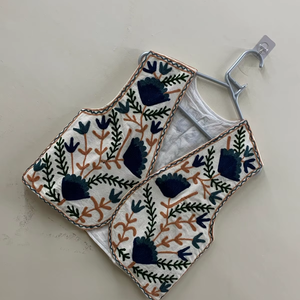 Boho Suzani Algodón Floral Chaleco Corto Vintage Chaqueta Bordado Abrigo Sin Mangas Suzani Chaleco Bordado Chaleco De Verano - Product Image 1