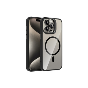 Coque en silicone premium compatible MagSafe pour iPhone 15 Pro Max avec support intégré et protection d'objectif d'appareil photo Style Ins Plus - Product Image 1