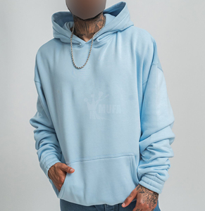 Sweat à capuche surdimensionné 100% coton pour hommes personnalisé de haute qualité Streetwear 500 GSM lourd longue longueur pour bouffée impression hiver plaine - Product Image 1