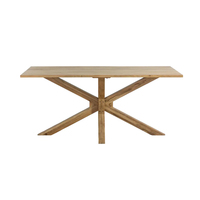 Juego de Mesa de Comedor Rectangular Plegable de Madera de Acacia Sólida, Altura Ajustable, Ecológico, Muebles Modernos para Restaurante, Centro Comercial, Escuela