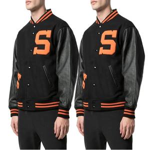 Chaquetas con letras de béisbol de chenilla bordadas de lana con logotipo personalizado para hombre, chaqueta universitaria de manga de cuero en blanco Vintage para hombre - Product Image 5