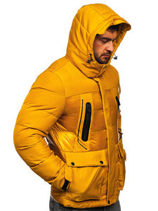 Chaqueta acolchada de invierno de manga larga de alta calidad para hombre, ropa informal ecológica impermeable con cuello levantado de Color sólido - Product Image 3