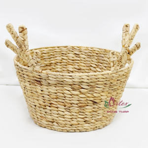 Artex Dong Thap Handicraft Adorable Water Hyacinth Tray for Food Nuts Christmas Hamper Best Price Wholesale Made in Vietnam - Product Image 1