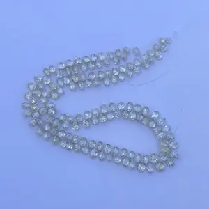 15 20指针4毫米天然白色SI SI1钻石刻面滴Briolette珠珠宝制作真正真正的AAA新钻石