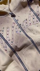 Sudadera con capucha de algodón y poliéster con diamantes de imitación para hombre, ropa de calle, venta al por mayor, sudaderas con capucha personalizadas - Product Image 4