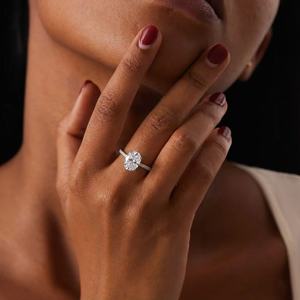 Bague de fiançailles élégante en argent sterling 925, bijoux de mariage pour femmes, 1ct 2ct 3ct, bande éternelle, coupe ovale, moissanite VVS - Product Image 2