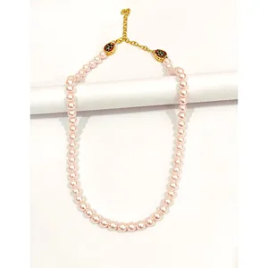Kundan and Pink Pearl <b>Set</b> Exquisite Kundan Worked Pink Pearl Necklaces - Product Image 3