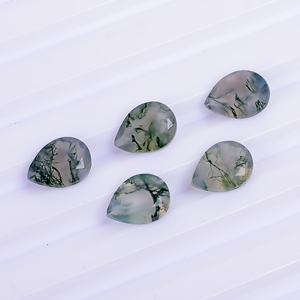 Ágata de musgo verde Piedra preciosa suelta Corte brillante Forma de pera Natural 9,0x7,0x4,0mm para la fabricación de joyas - Product Image 2