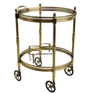 Chariot de service moderne en métal à 2 niveaux, nouvel arrivage, élégant, pour la maison, l'hôtel, le bureau, prix de gros, chariot plaqué or - Product Image 5